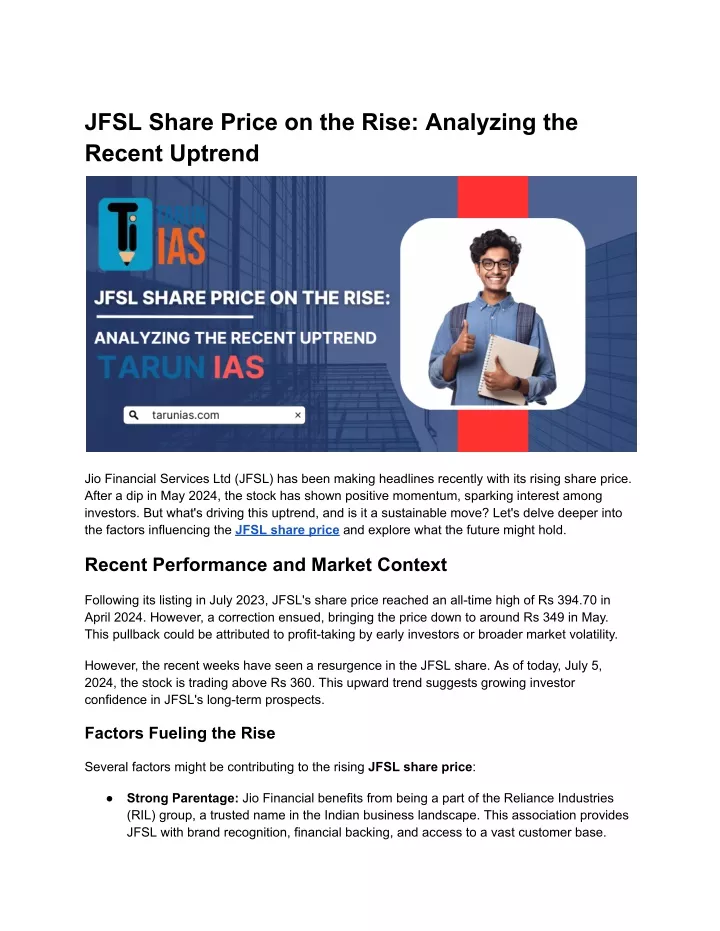 jfsl share price on the rise analyzing the recent