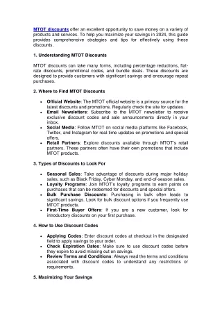 Ultimate Guide to Maximizing Your Savings with MTOT Discounts in 2024