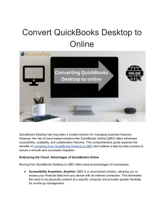 Convert QuickBooks Desktop to Online