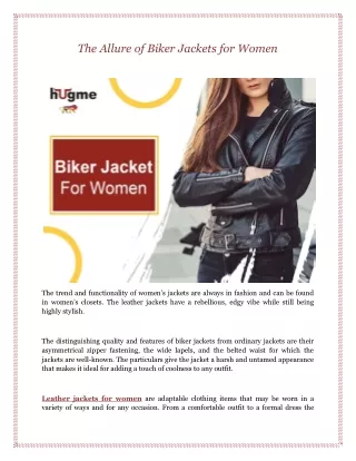 The Allure of Biker Jackets for Women