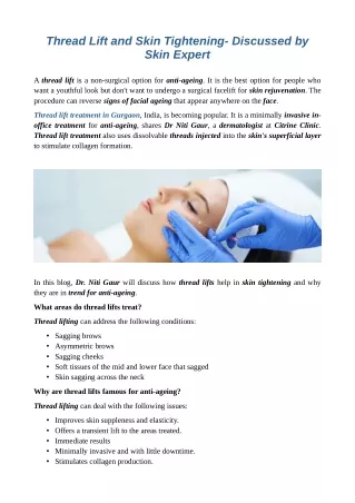 Thread Lift and Skin Tightening- Discussed by Skin Expert