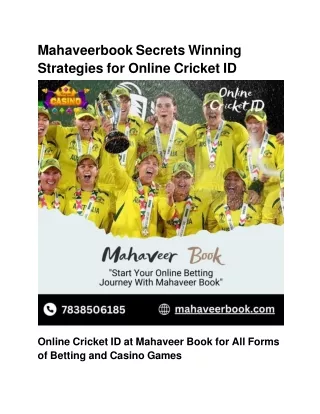 Mahaveerbook Secrets Winning Strategies for Online Cricket ID