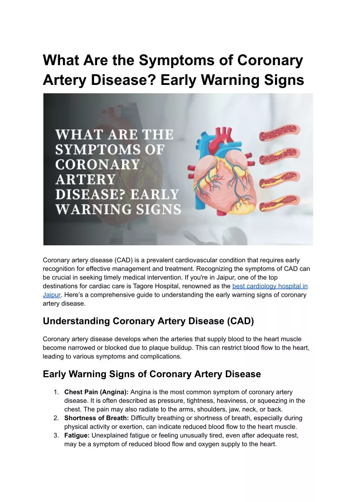 what are the symptoms of coronary artery disease