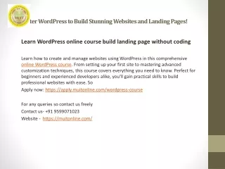 Learn WordPress online course build landing page without coding