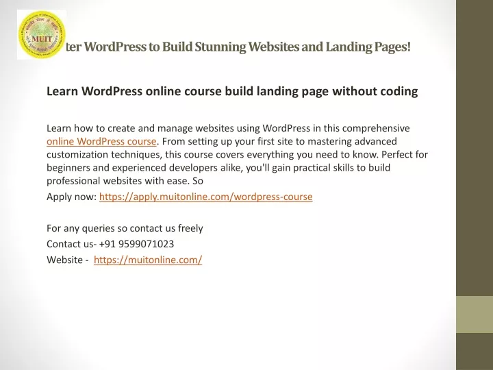 master wordpress to build stunning websites