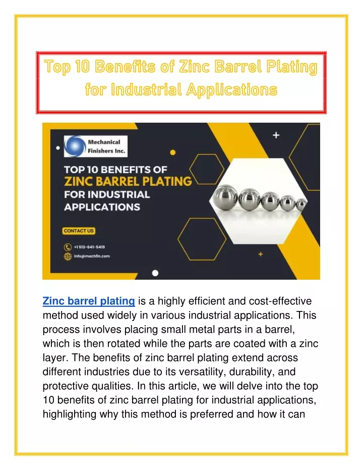 zinc barrel plating is a highly efficient