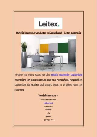 Stilvolle Raumteiler von Leitex in Deutschland  Leitex-system de