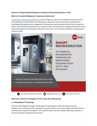 IoT-Enabled Refrigerator Temperature Monitoring in UAE