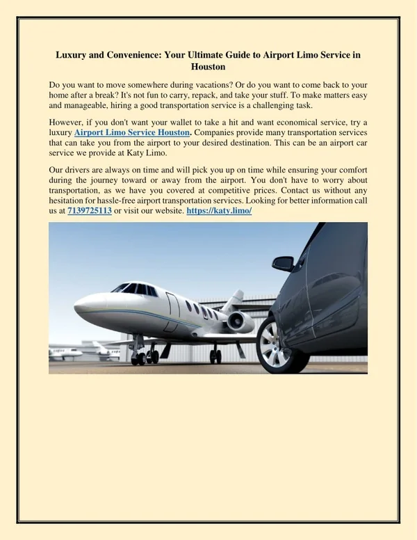 Luxury and Convenience Your Ultimate Guide to Airport Limo Service in Houston