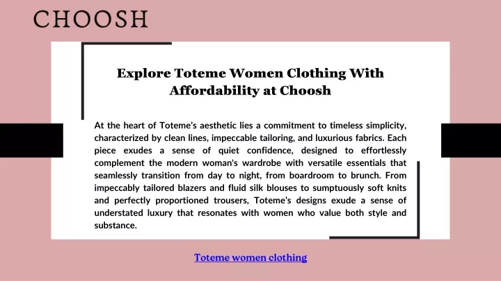 explore toteme women clothing with affordability