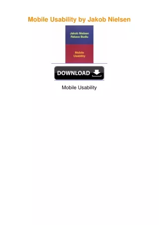 Mobile Usability by Jakob Nielsen