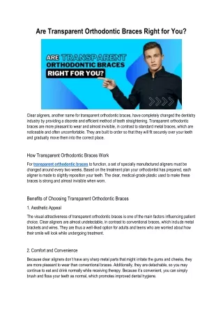 are transparent orthodontic braces right for you