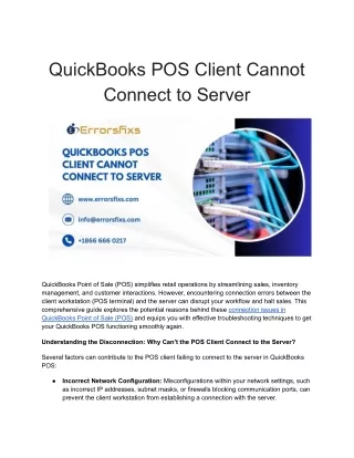QuickBooks POS Client Cannot Connect to Server