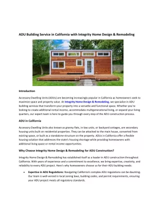 adu building service in california with integrity