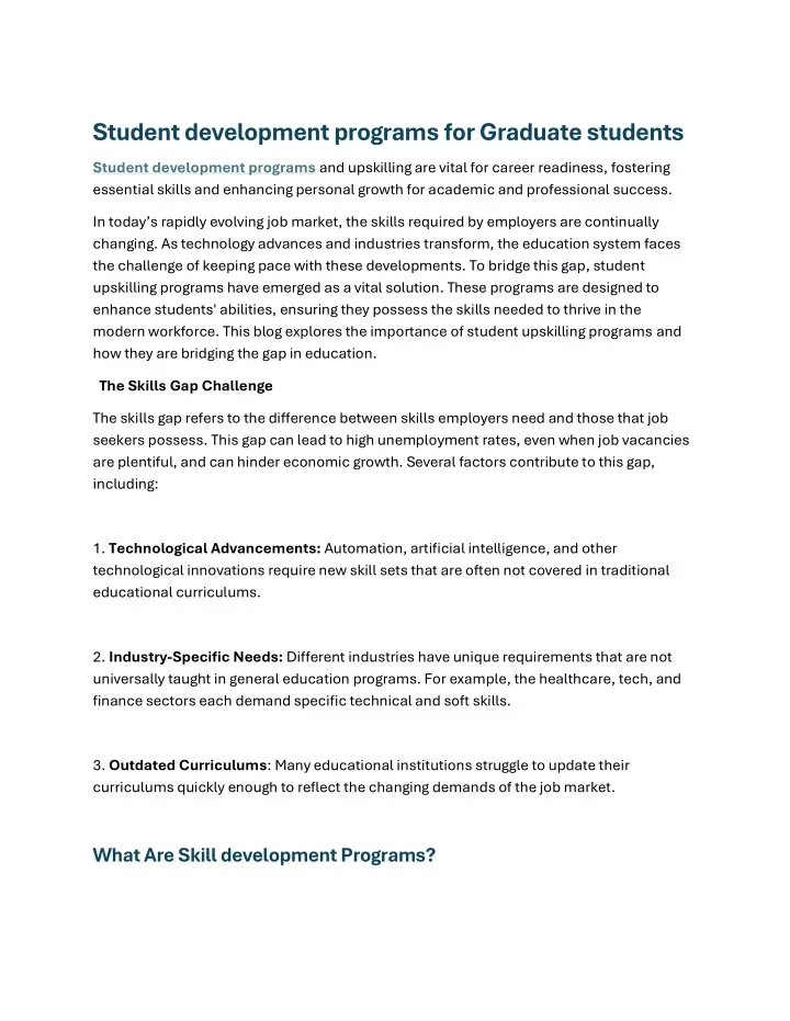 student development programs for graduate students