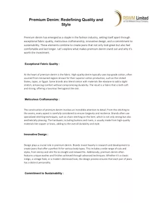 Premium Denim : Redefining Quality and Style