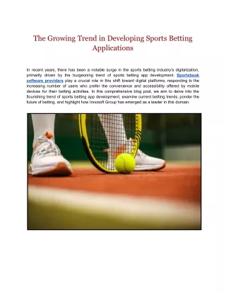 The Growing Trend in Developing Sports Betting Applications.