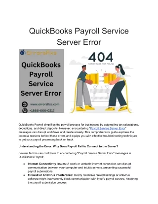QuickBooks Payroll Service Server Error