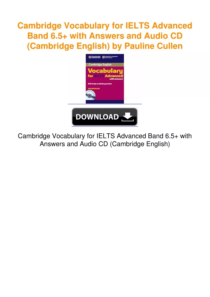 PPT - Cambridge Vocabulary for IELTS Advanced Band 6.5+ with Answers ...