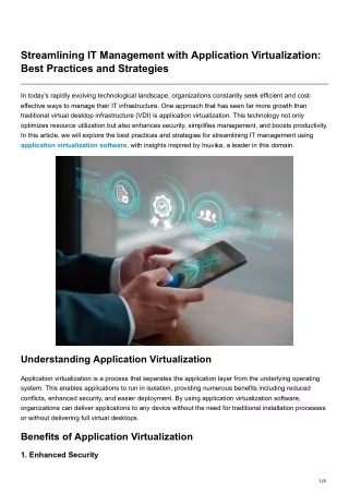 Streamlining IT Management with Application Virtualization Best Practices and Strategies