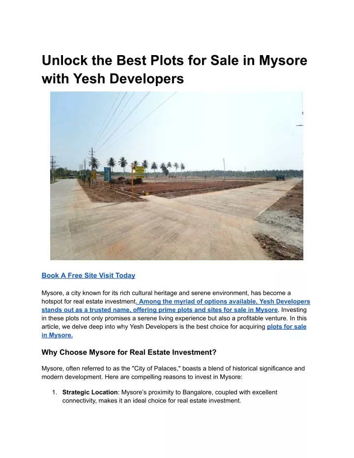 unlock the best plots for sale in mysore with