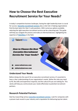 How to Choose the Best Executive Recruitment Service for Your Needs