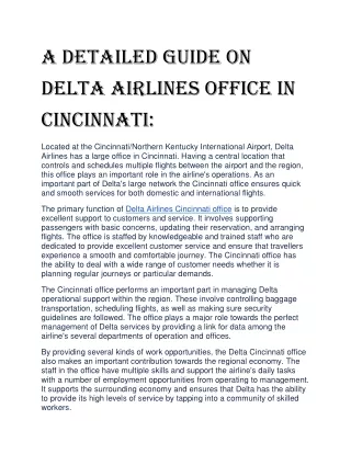 A Detailed Guide on Delta Airlines Office in Cincinnati