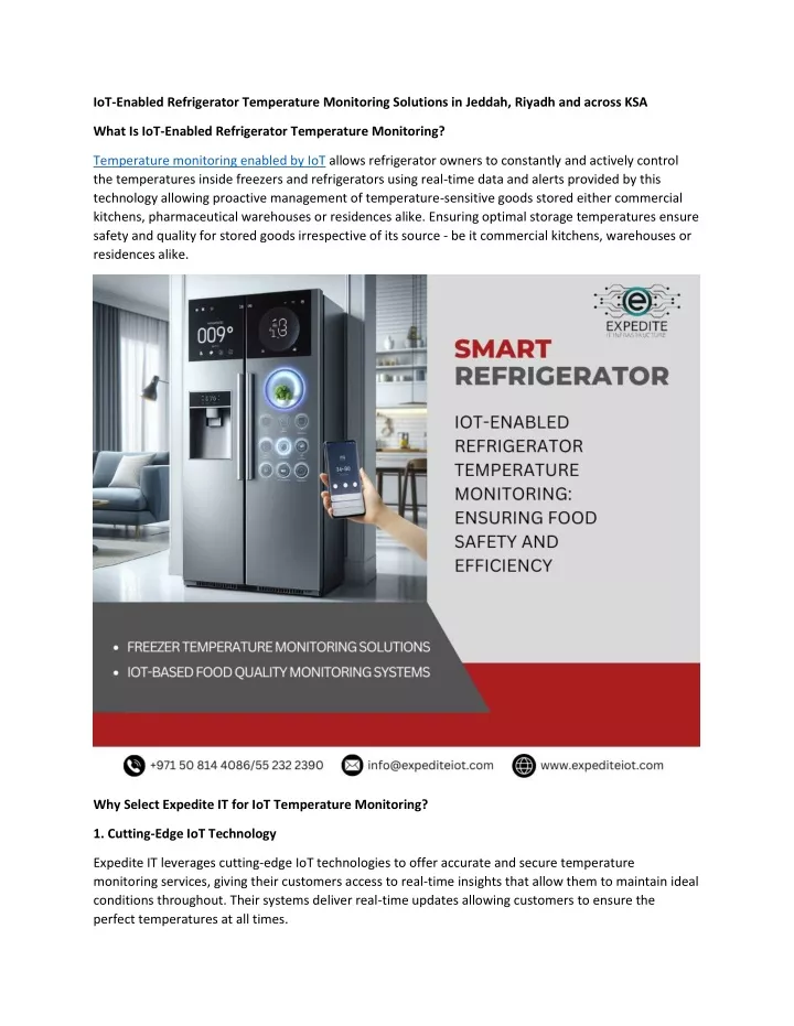 iot enabled refrigerator temperature monitoring