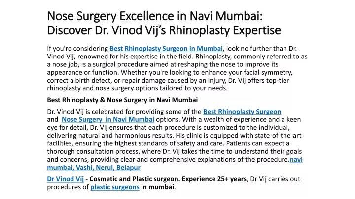 nose surgery excellence in navi mumbai discover dr vinod vij s rhinoplasty expertise