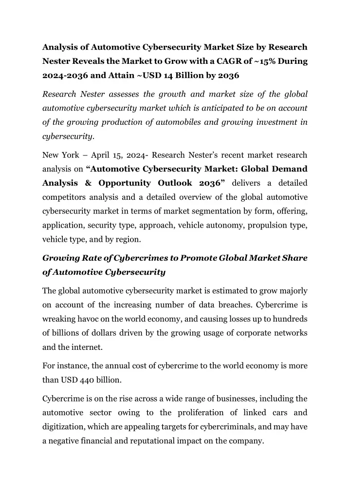 analysis of automotive cybersecurity market size