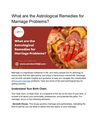 What are the Astrological Remedies for Marriage Problems_