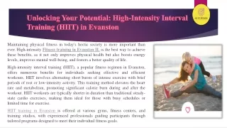 Unlocking Your Potential High-Intensity Interval Training (HIIT) in Evanston