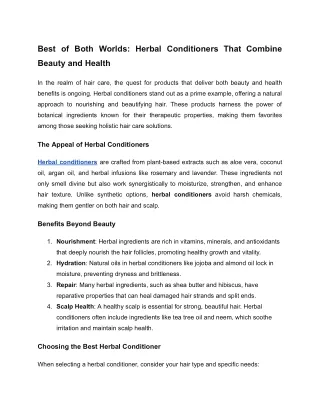 Best of Both Worlds_ Herbal Conditioners That Combine Beauty and Health