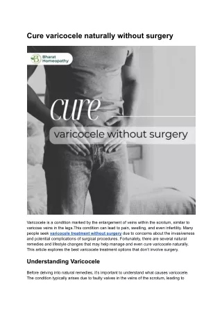 Cure varicocele naturally without surgery