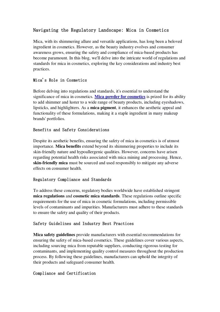 navigating the regulatory landscape mica