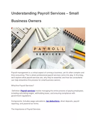 Understanding Payroll Services – Small Business Owners