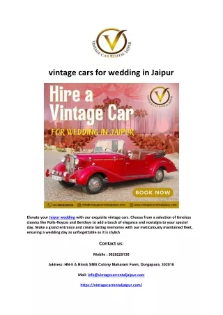 vintage cars for wedding in Jaipur