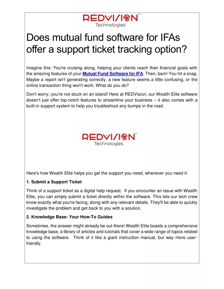 does mutual fund software for ifas offer