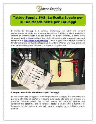 Tattoo Supply SAS - La Scelta Ideale per le Tue Macchinette per Tatuaggi