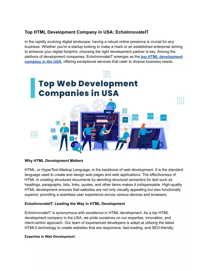 top html development company in usa echoinnovateit