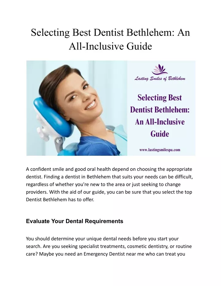 selecting best dentist bethlehem an all inclusive