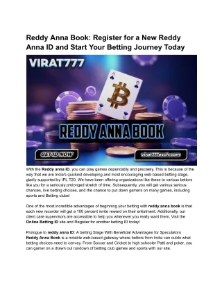 Reddy Anna Book_ Register for a New Reddy Anna ID and Start Your Betting Journey Today