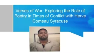 Verses of War Exploring the Role of Poetry in Times of Conflict with Herve Comeau Syracuse