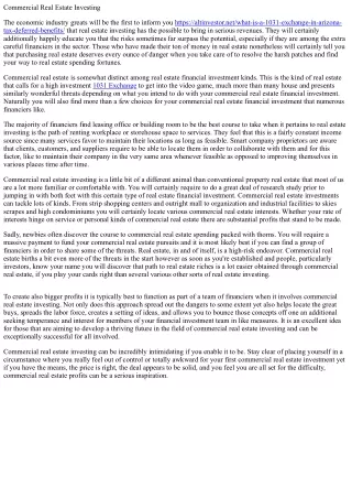 Commercial Real Estate Investing
