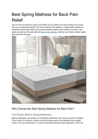 Best Spring Mattress for Back Pain Relief