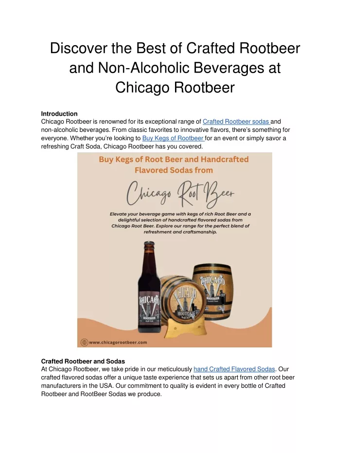 discover the best of crafted rootbeer and non alcoholic beverages at chicago rootbeer