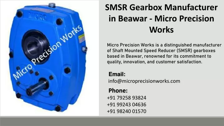 smsr gearbox manufacturer in beawar micro