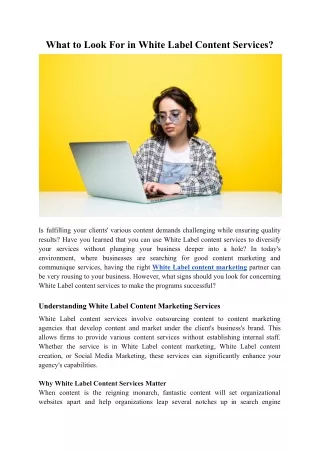 What To Look For in White Label Content Services