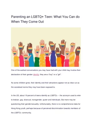 Parenting an LGBTQ  Teen: What you can do when they come out.