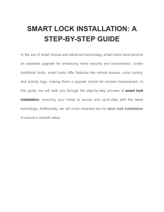 Comprehensive Guide to Smart Lock Installation